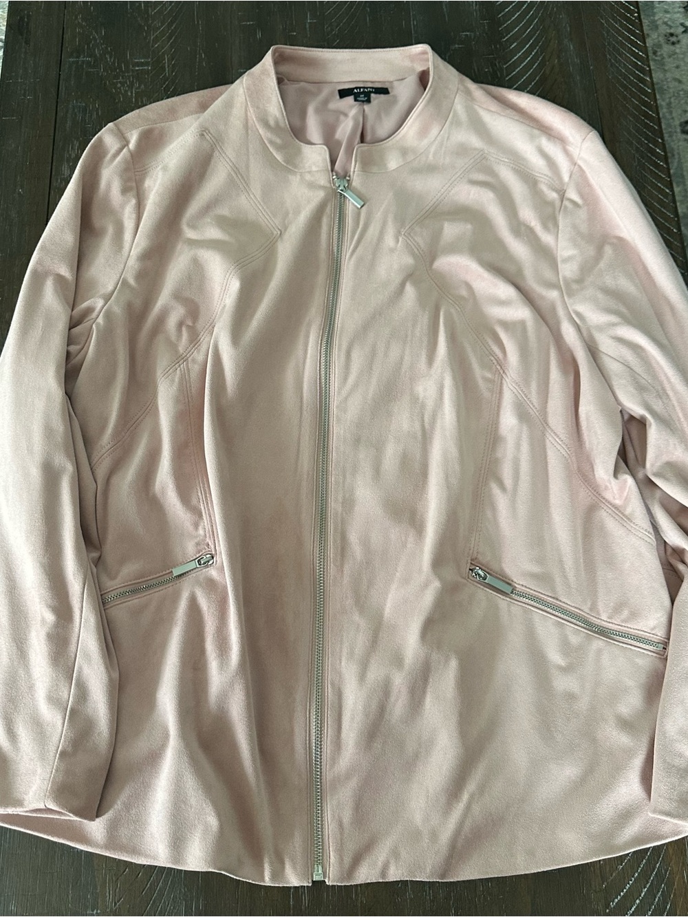 Alfani Women's Blush Faux Suede Zip-Front Bomber Jacket - Size 3X